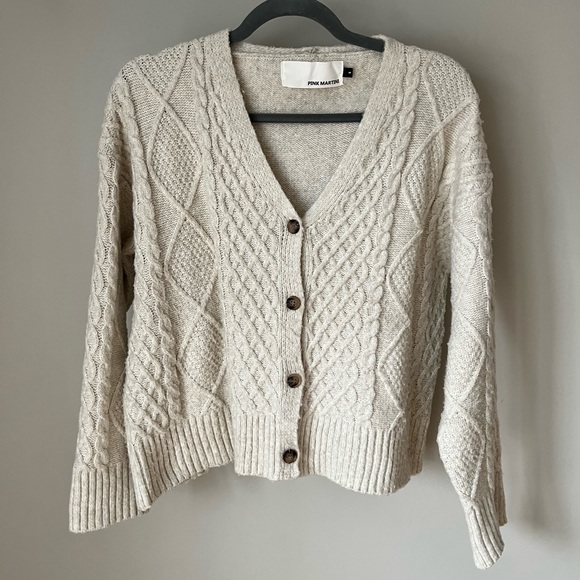 Pink Martini Sweaters - Pink Martini Oatmeal Oversized Cardigan Sweater
